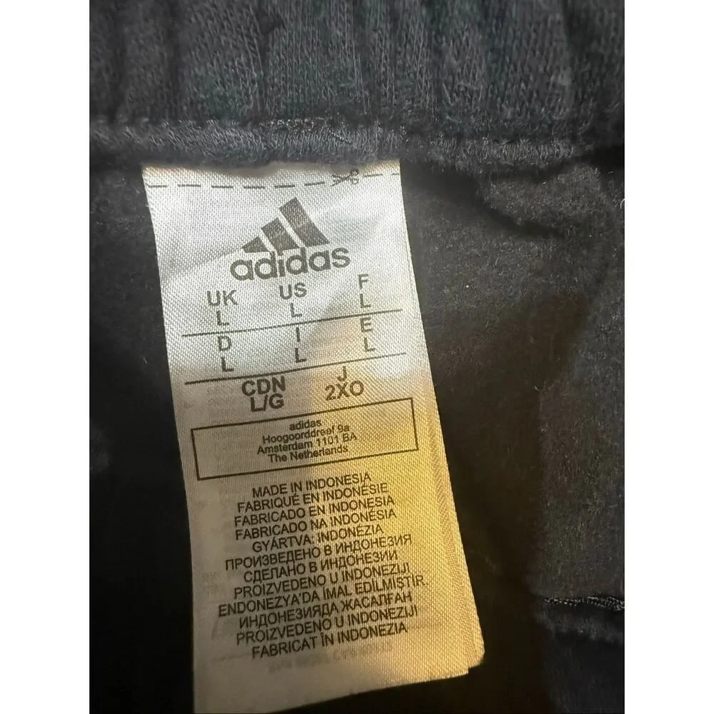 Adidas Mens Essential 3-Stripes Drawstring Track Pants Black White Size Large